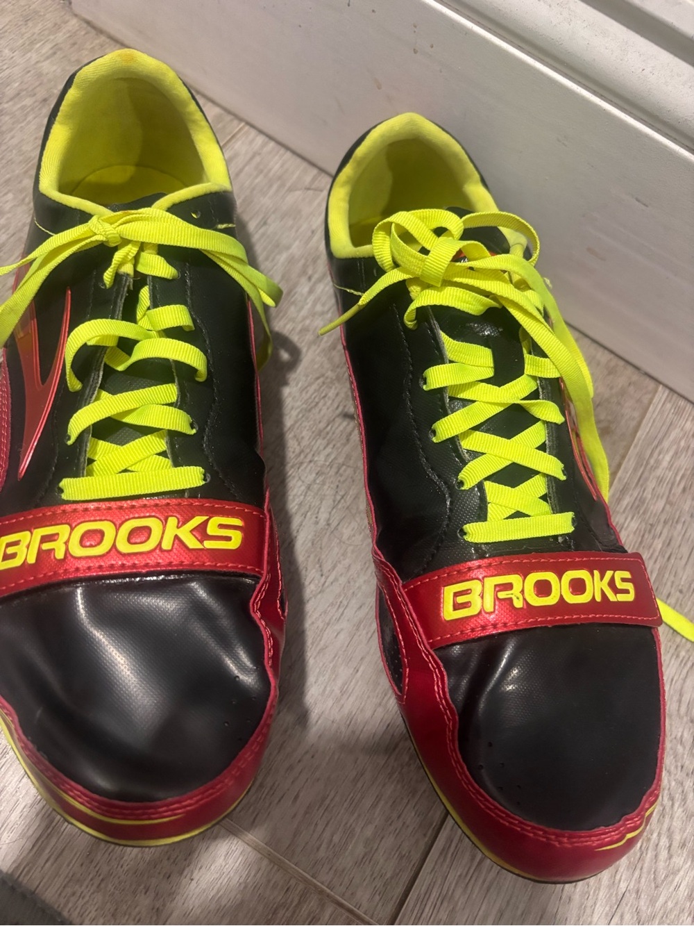 Brooks PR Sprint 10.45 track & field sprint spikes in a bold black, red and neon
